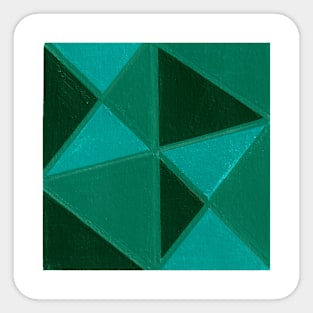 Inverted Green Geometric Abstract Acrylic Painting I Sticker